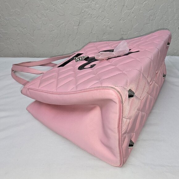 My Flat in London Brighton Ballerina Monkey Rhinestone Crown Pink Quilted Bag - Picture 15 of 16